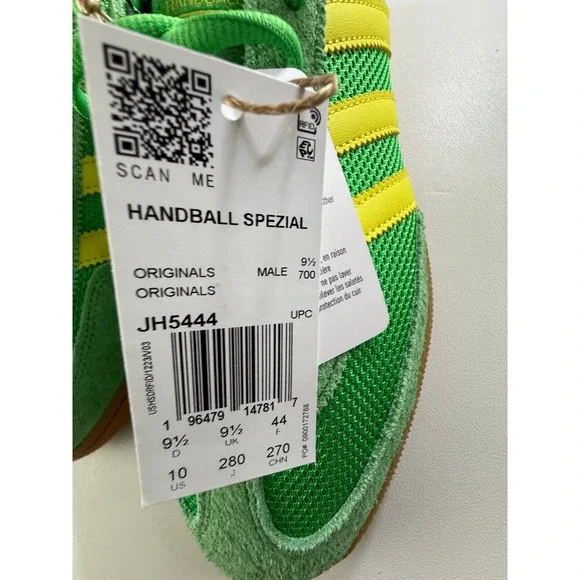 Adidas Handball Spezial Energy Green Pure Sulfar Suede Mesh Sneakers Mens 10 New - Picture 7 of 9